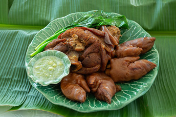 Stewed pork leg on rice