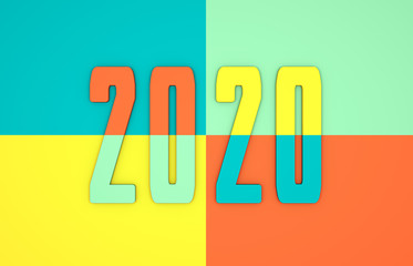 New Year 2020 Creative Design Concept - 3D Rendered Image