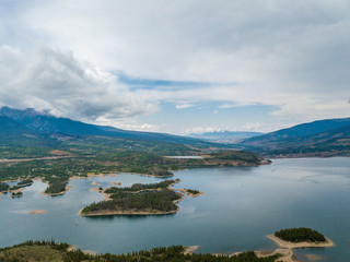 Fototapeta na wymiar Aerial view of the lake in the Rocky Mountains