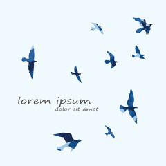 silhouette of a flock of flying birds