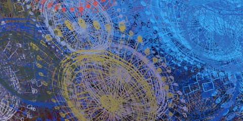 Handmade surreal abstract pattern. Modern artistic canvas. 2d illustration. Texture backdrop painting.