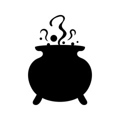 Witches black cauldron with boiling magic potion isolated on white background. Decorative element for Halloween. Vector illustration for any design. - 278418081