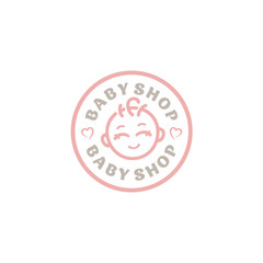 Cute little girl face for Baby Shop Stamp logo design