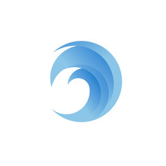 Blue Wave Logo Vector. Wave In Circle Shape