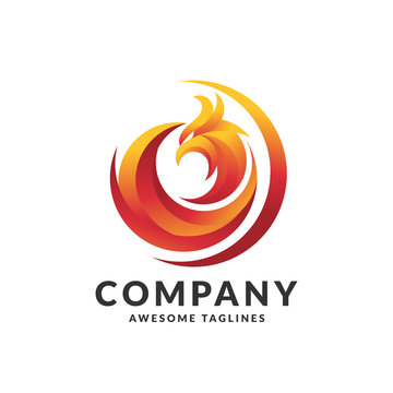 creative simple phoenix bird logo design