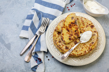 Freshly baked potato pancakes lefse.