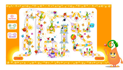 Board game funny fruits and juice