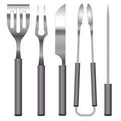 Realistic 3d Detailed Barbecue Utensils Set. Vector