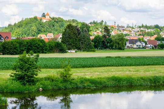 Panorma of Wernberg-Köblitz with castle in Bavaria Germany