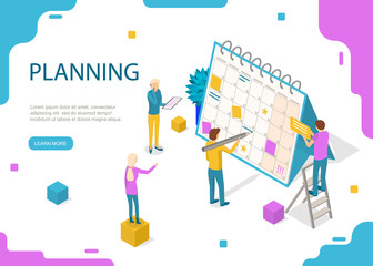 Schedule or Planner Concept Card 3d Isometric View. Vector