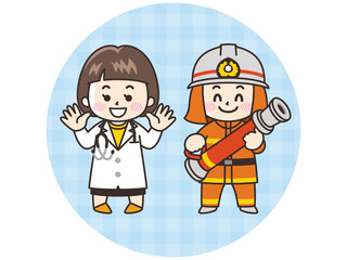 こども職業体験　消防士　医者