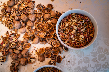 Peeled walnuts.