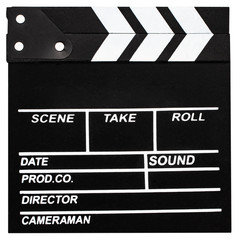 Clapper board isolated on white with clipping path