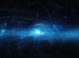 Abstract blue internet background with optical fiber light