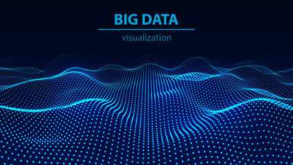 Big data visualization 3D. Technology wave. Analytics representation. Digital background.