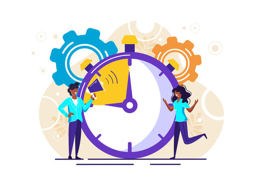 Vector illustration, stopwatch on white background, express services, time management concept, fast reaction