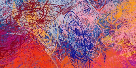 Crazy sketch random pattern. Creative chaos and variety. Modern art drawing painting. 2d illustration. Digital texture wallpaper. Artistic sketch draw backdrop material. 