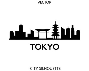 Tokyo skyline silhouette vector of famous places