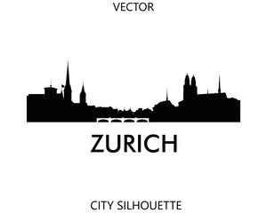 Obraz premium Zurich skyline silhouette vector of famous places