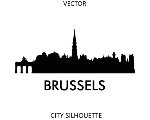 Fototapeta premium Brussels skyline silhouette vector of famous places