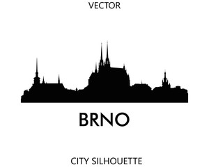Brno skyline silhouette vector of famous places - obrazy, fototapety, plakaty