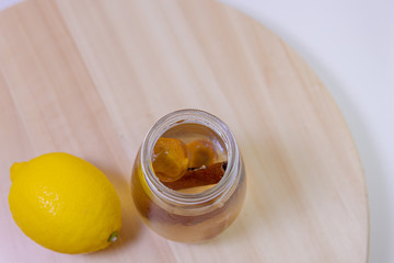 infused water dates and lemons on the table