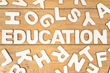 word education laid out of wooden letters