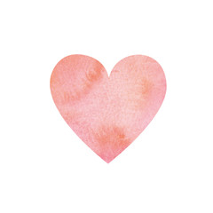 Watercolor pink and coral color heart background