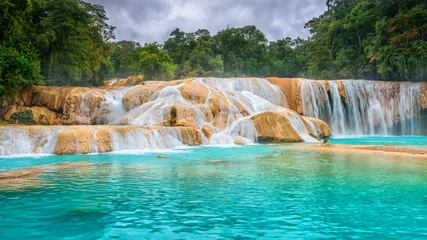 Fototapete Wasserfall Cascadas de Agua Azul waterfalls. Agua Azul. Yucatan. Mexico  © Kai Grim