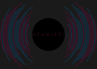 Futuristic technology modern background with circular thin blue purple lines. Abstract dark geometric sci-fi vector design