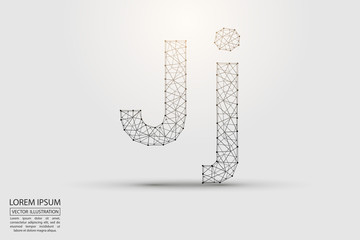 English letters abstract font consists 3d of triangles, lines, dots and connections. Vector illustration EPS 10.