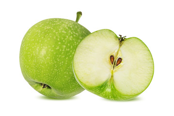 Fresh green apple isolated on white background with clipping path