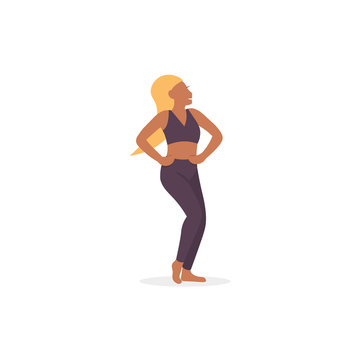 Happy young woman dance character. Flat vector illustration. 