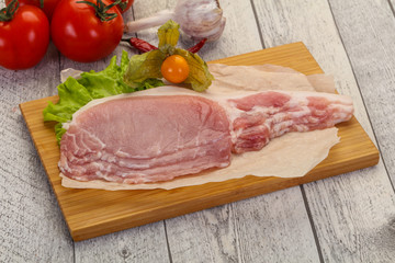 Raw pork bacon