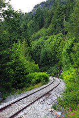 Perspective of railroad tracks near Squamish BC, Canada.