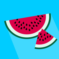 Watermelon slices icon on white background. Vector fruit illustration with flat design.