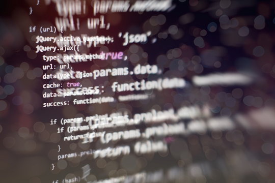 Big data storage and cloud computing representation. Programming . Developer working on web sites codes in office.