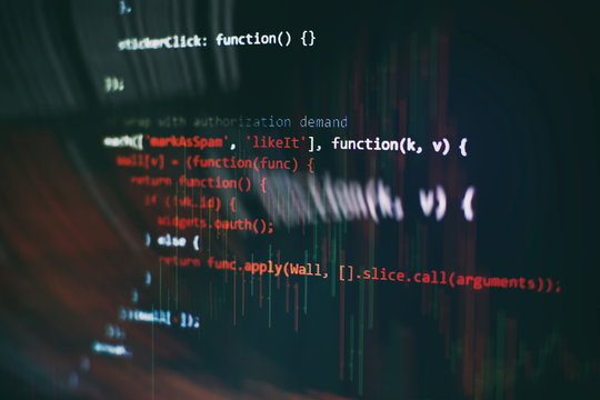 Big data storage and cloud computing representation. Programming . Developer working on web sites codes in office.