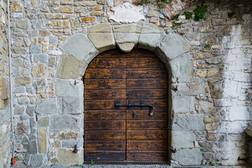 Detail of the door of the Castello di San Giusto, Trieste, Italy