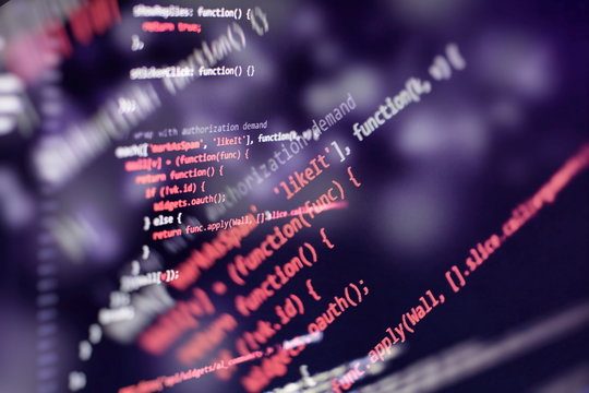 Web programming functions on laptop on laptop. IT business. Python code computer screen. Mobile application design Concept.