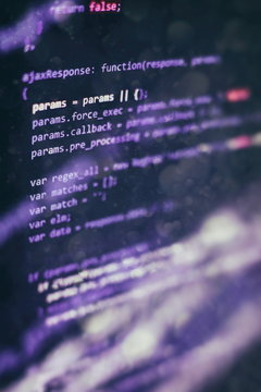 Web programming functions on laptop on laptop. IT business. Python code computer screen. Mobile application design Concept.