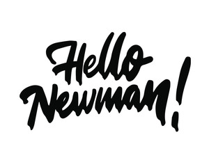 Hello quote message bubble. Calligraphic simple logo / introduction style. Vector illustration. Simple black & white sign / lettering.