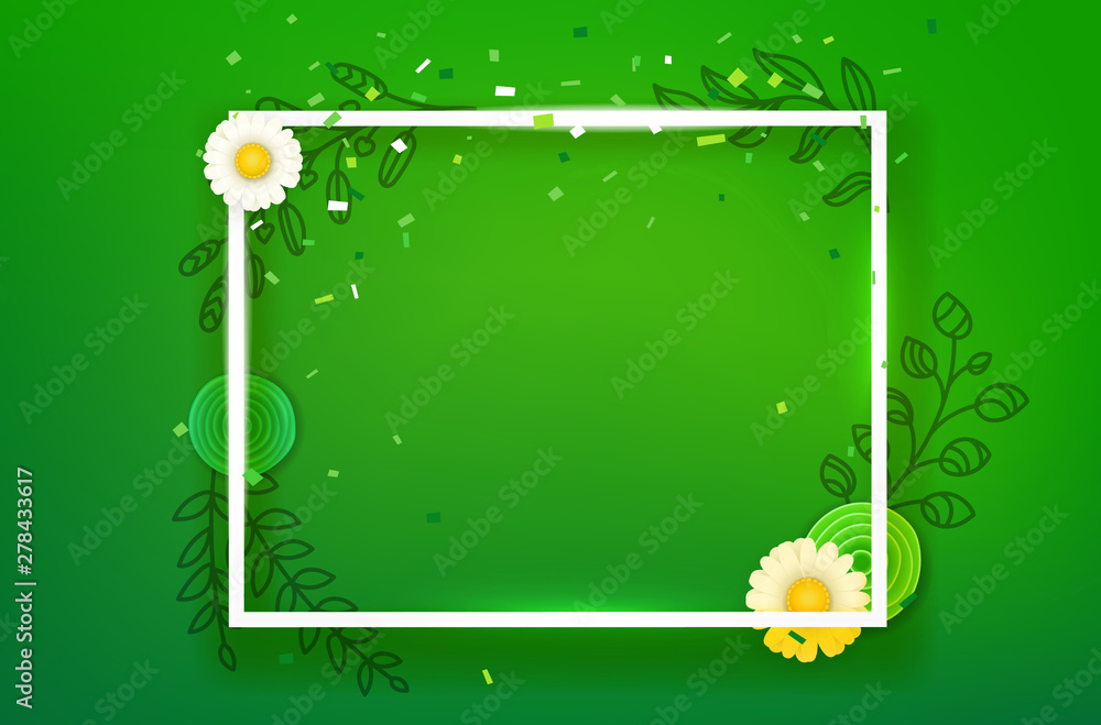Aufkleber blank square frame on green background. vector layout for any text