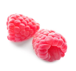 Fresh ripe raspberry on white background