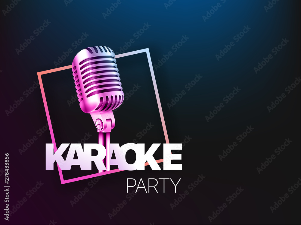 Aufkleber karaoke party banner layout. vector card template with copyspace