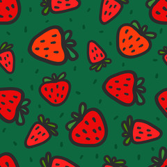 Seamless pattern with red strawberries