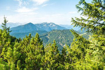 Beautiful view of nature and mountains from Herzogstand mountain, Bavaria, Germany