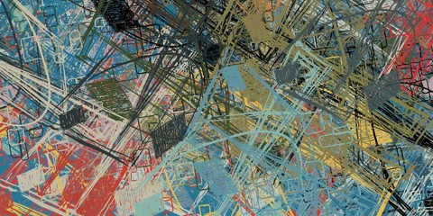 Crazy sketch random pattern. Creative chaos and variety. Modern art drawing painting. 2d illustration. Digital texture wallpaper. Artistic sketch draw backdrop material. 