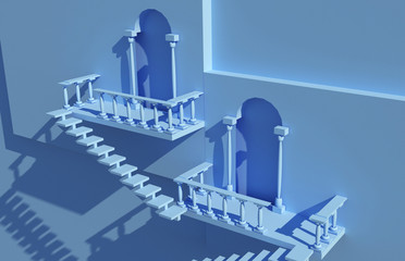 architectural concept design,arch and stairs