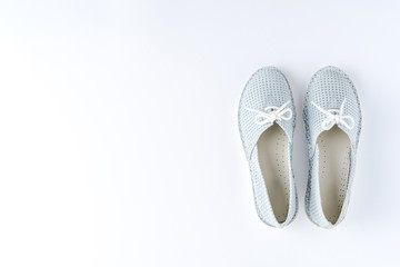 Cute women's shoes with bow. Fashion background